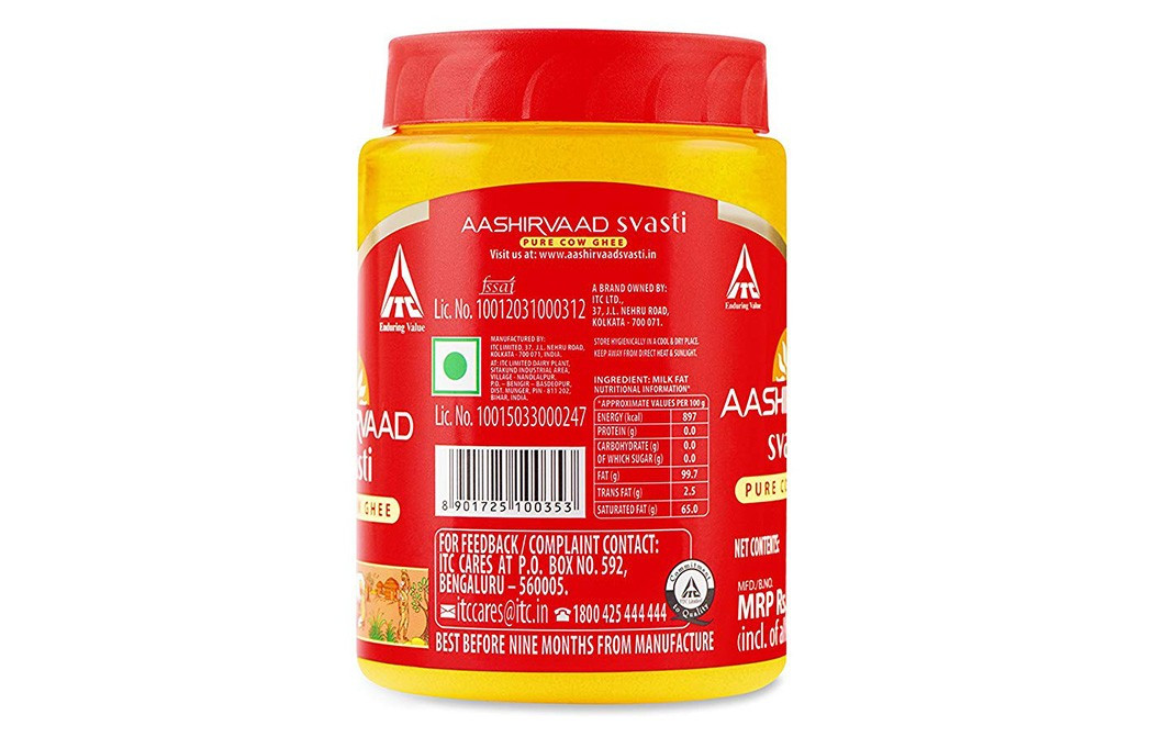 Aashirvaad Svasti Pure Cow Ghee   Plastic Jar  1 litre